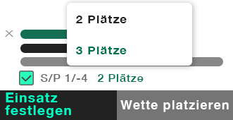 Wettschein, der Sieg/Platz Extra anzeigt