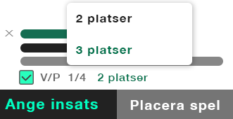 Spelkupong som visar Vinnare/Plats extra