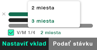 Tiket zobrazujúci Víťaz/miesto Extra