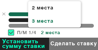 Купон ставки, показывающий ставку «Победа/Место Экстра»