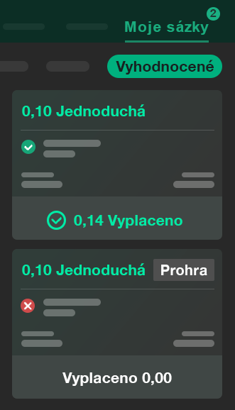 Moje sázky prohrály - Příklad sázky